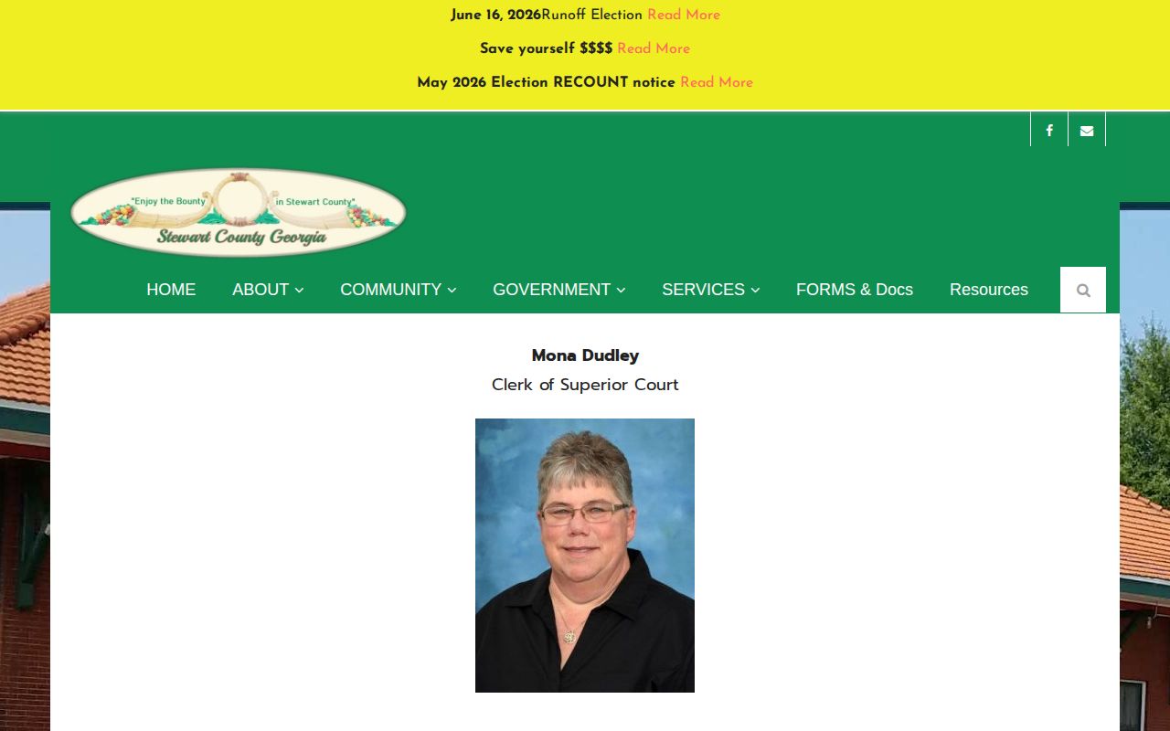 Stewart County Clerk of Superior Court page