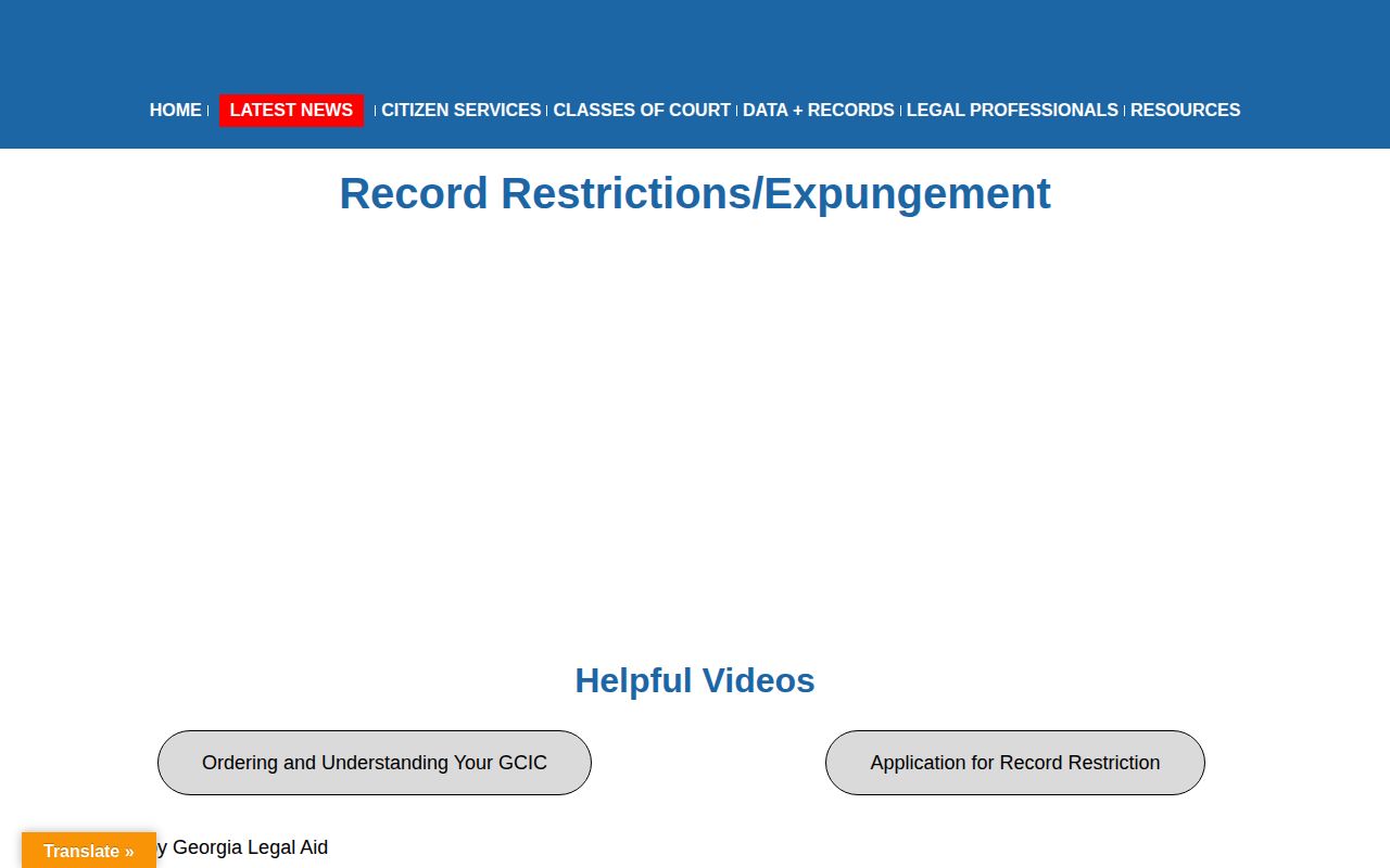 Georgia court record restriction resource showing the separate state records process