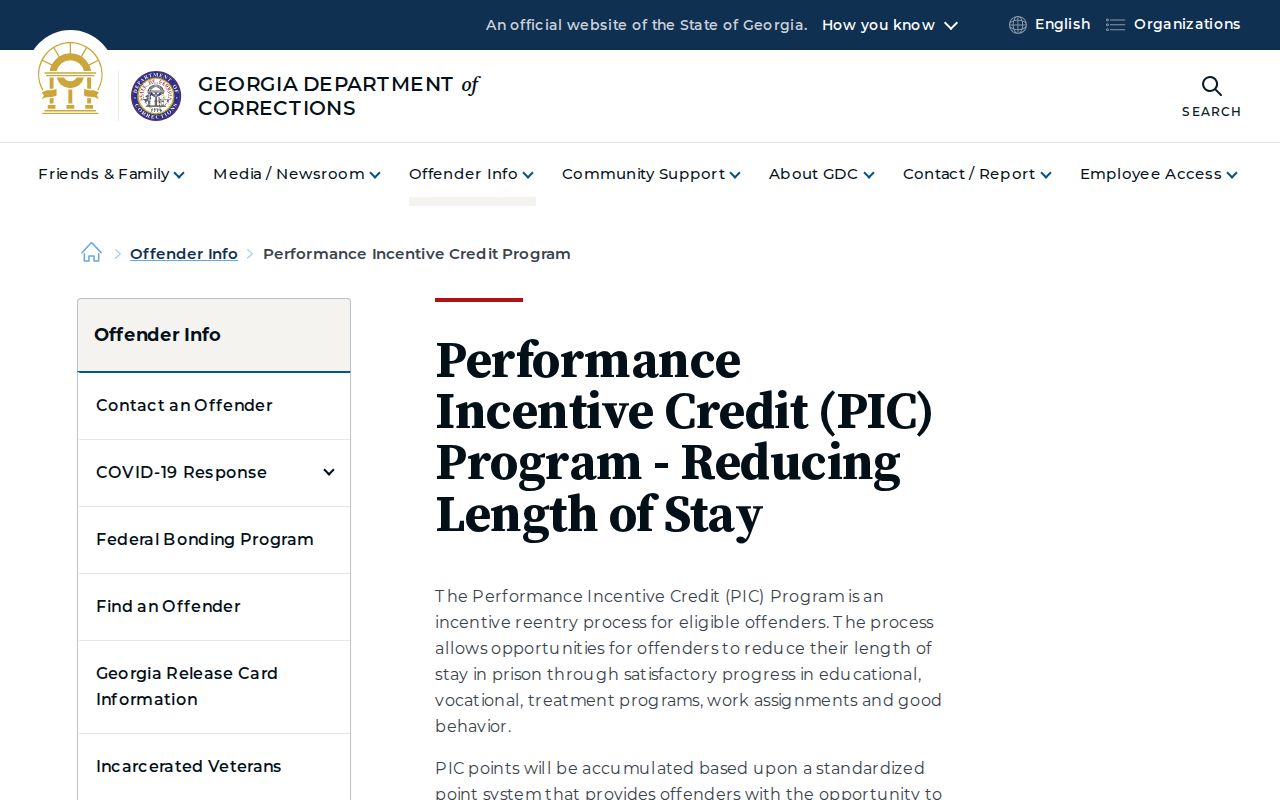 Stewart County projected release date GDC incentive credit page
